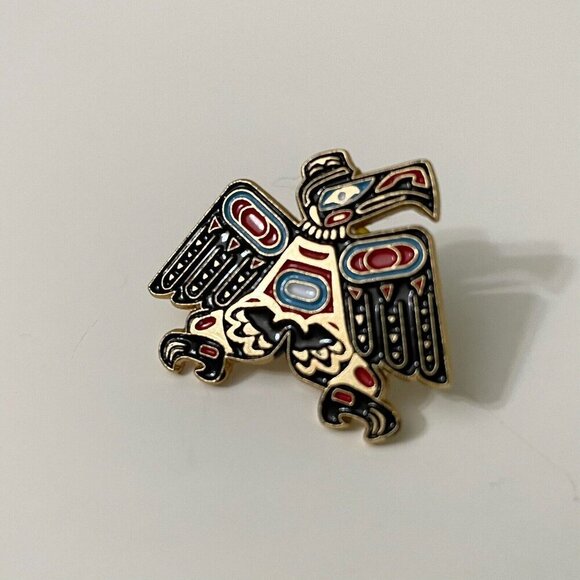 Vintage Native Eagle Pin Made in Taiwan - Picture 7 of 8